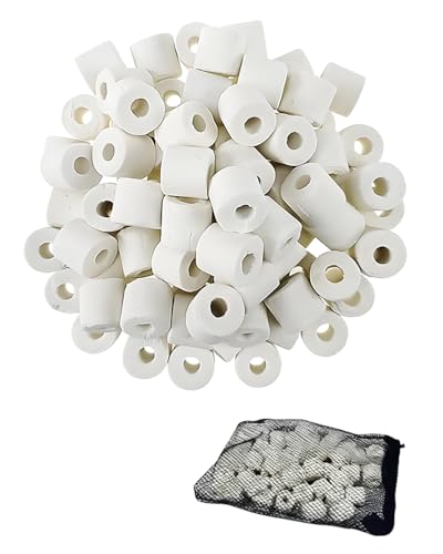 HUVZOR 500 g de média filtrant pour aquarium, tubes et anneaux en céramique, améliore efficacement le traitement de l'eau et l'aération de l'aquarium,...