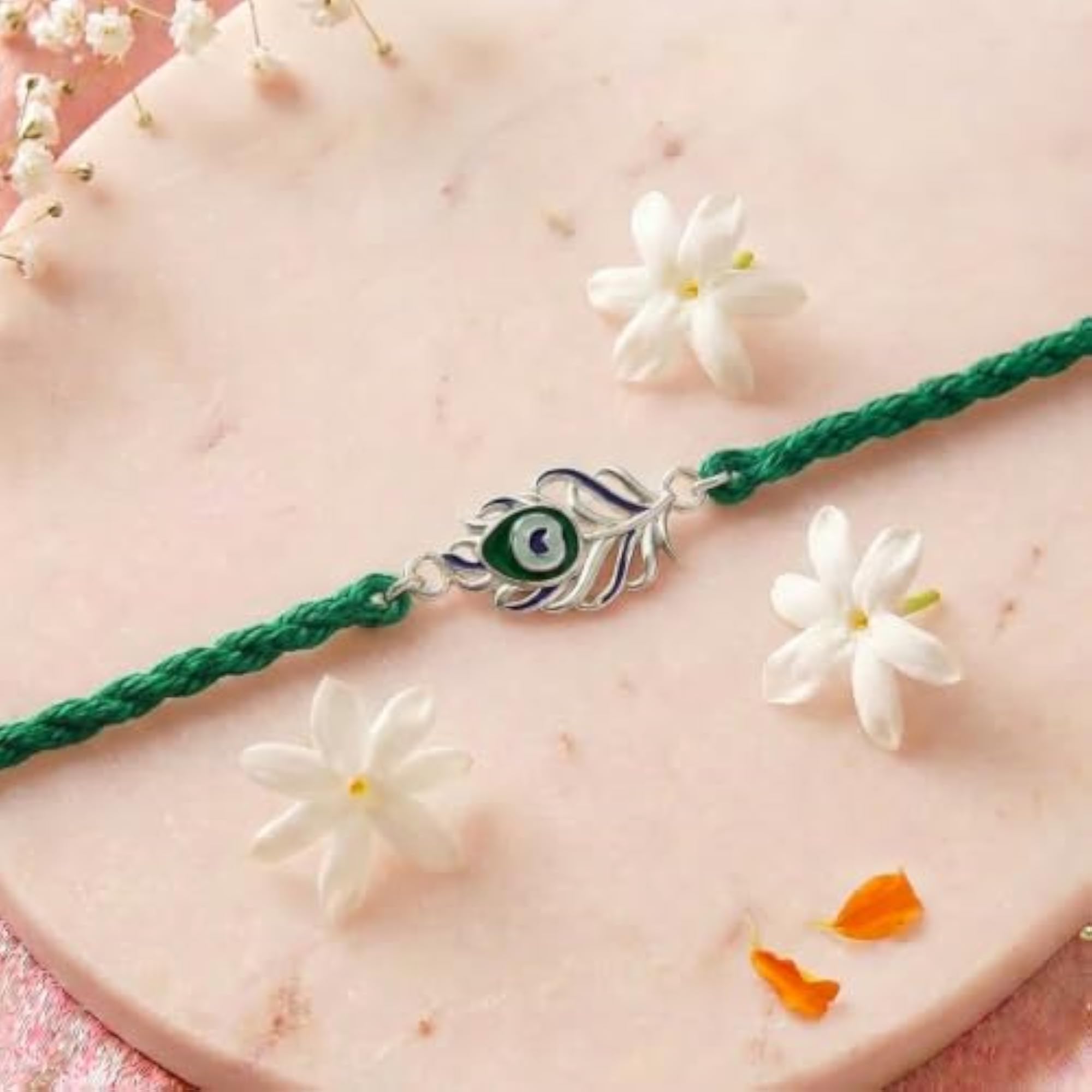 925 Pure Morpankh Peacock Feather Rakhi for Brother
