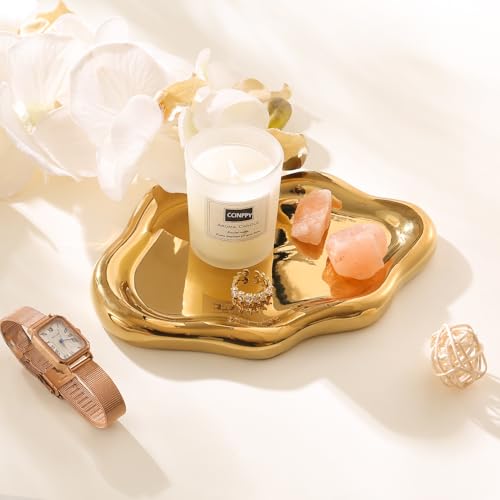 Image of CCINPPY Ceramic Jewelry Tray Trinket Dish, Decorative Cloud Vanity Key Tray for Women, Ring Holder Dish, Cute Jewelry Plate Bowl Room Decor Aesthetic, Gold, Medium