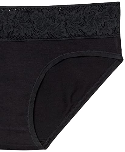 Amazon Essentials Women's Modal With Lace Panty (Thong Or Bikini), Pack Of 4, Black/Beige/Grey, Medium #TOP1