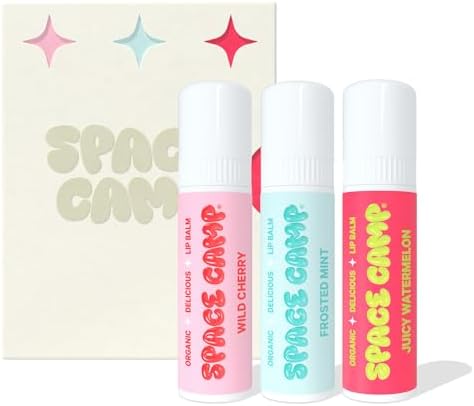 Space Camp Wellness Jumbo Lip Balm Gift Set – Organic Flavored Moisturizing Lip Balm, 3 Pack (Wild Cherry, Juicy Watermelon, Frosted Mint) – Hydrating Balm for Dry Lips