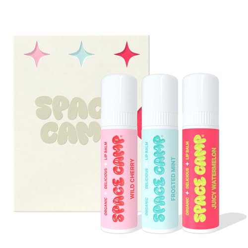 Space Camp Wellness Jumbo Lip Balm - Originals Pack Variety Flavored Balm (Wild Cherry, Juicy Watermelon, and Frosted Mint) - 3 Pack