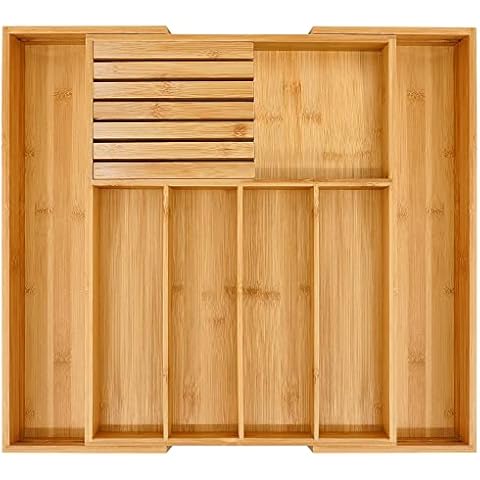 VaeFae Bamboo Silverware Drawer Organizer Cover