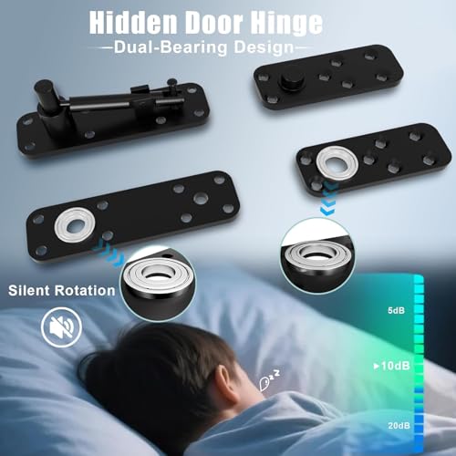 Charnière de porte invisible avec rotation à 360 degrés silencieuse et double roulement