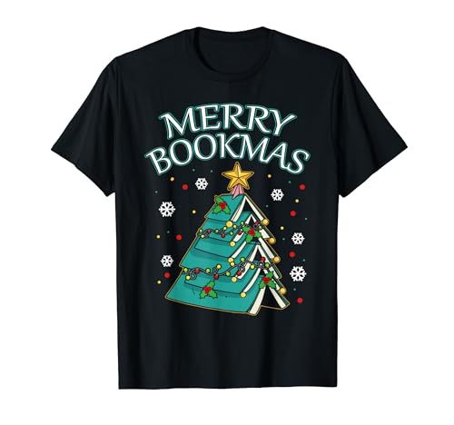 Disfraz de Navidad para amantes de los libros Merry Bookmas Camiseta