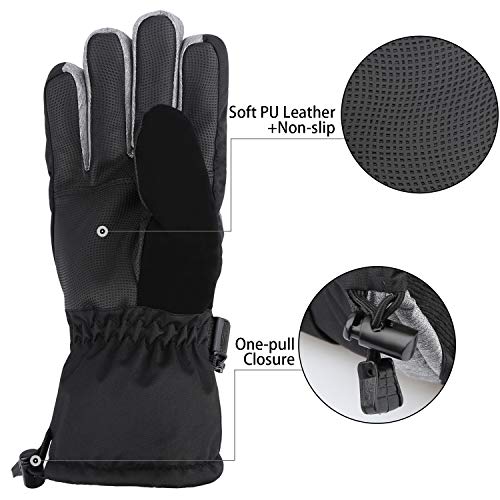 mysuntown Ski Gloves Waterproof Warm Snow Gloves Snowboard Snowmobile Winter Gloves for Men Women (XL) (L)