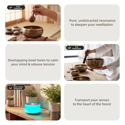 Image of Kipcush Automatic Tibetan Singing Bowl Sound Machine, 11 Soothing Sound Therapy Tones, Touch Night Light, Smart Timer & Memory, Plug-in White Noise Machine for Sleep, Meditation, Yoga & Relaxation