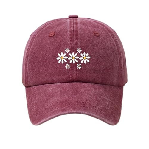 Casquette de baseball petite marguerite unisexe en coton lavé vintage