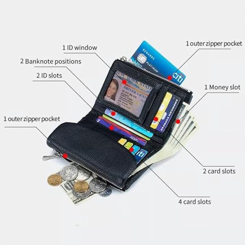 Presencte Wallet, Joyfullygo Wallet, Unisex Pebble Leather Wallet, 5.3in Short Genuine Leather Coin Card Holder, Soft Leather Wallets for Women, Small Compact Bifold Pocket Purs (U) 7