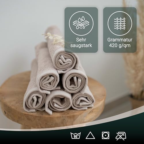 ZOLLNER 10er Set Seiftücher - weiche und saugstarke Waschlappen - waschbar bis 95°C - Baumwolle - 30x30 cm in Cappuccino