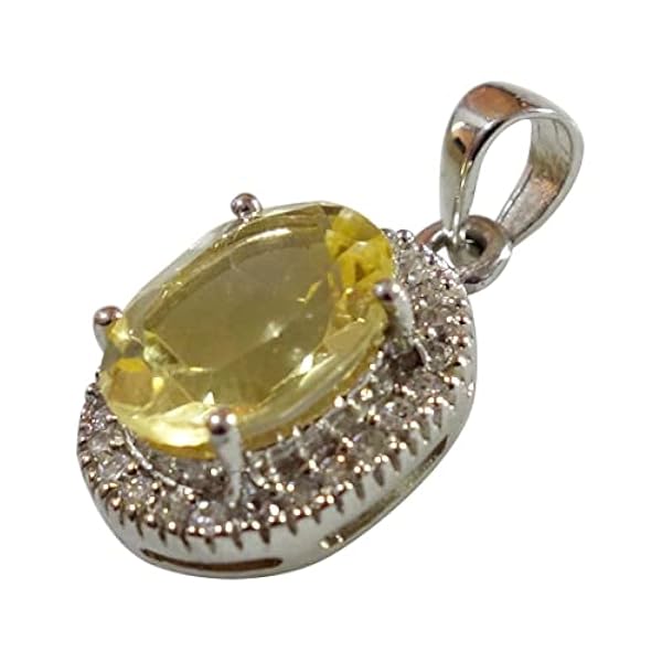 Tibetan Silver Ciondoli Argento Sterling 925 Zircone Pietre Preziose Citrino Genuino per Collane, Gioielli Moda Donna