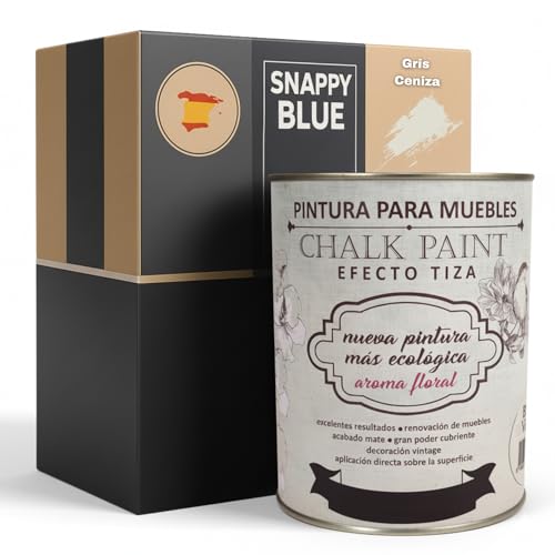Snappy blue Pintura a la Tiza para Muebles sin lijar GRIS CENIZA 750ML Chalk Paint Efecto