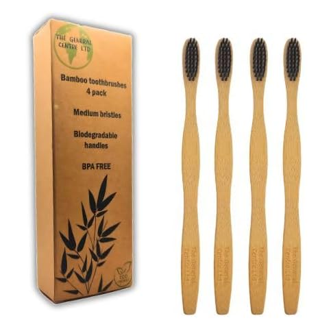 Bamboo Toothbrushes Pack with Charcoal Bristles Cover