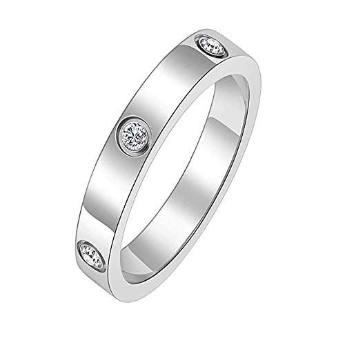 MLOVEY Love Friendship Ring 18K Gold Plated Silver Rose Gold,Size 5 to 10 Cubic Zirconia Stones Stainless Steel Promise Ring Wedding Band Jewelry Birthday Present for Her Women Teen Girls