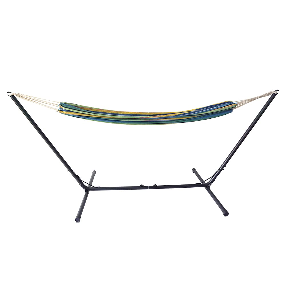Hamac sur Pied avec Support Hamac pour 1 ou 2 Personnes Structure en Acier Réglable Anti Bascule Facile à Monter et Ranger Jardin Terrasse Balcon Interieur Exterieur (Scalable hamac)