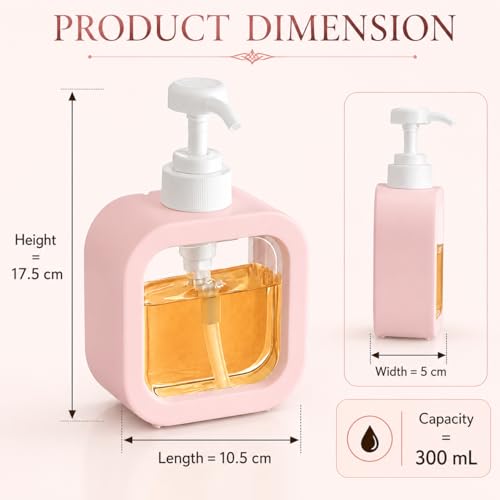 Image of Soap Dispenser for Wash Basin - Handwash Dispenser Bottle for Bathroom Sink - Liquid Soap Hand Wash Pump Bottle Plastic Container for Home, Bathroom(Pink,Pack of 2)