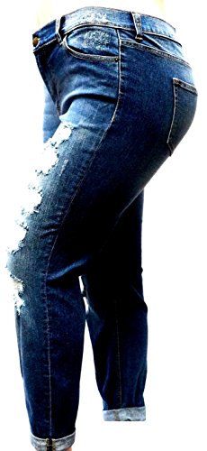 Jack David Womens Plus Size Ankle Skinny Basic Denim Jeans Ripped Distressed Strech Pants4