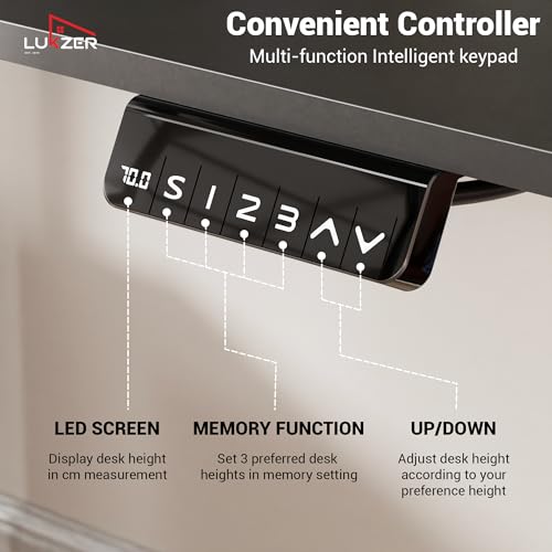 Image of Lukzer Electric Height Adjustable Desk | Dual Motor with Memory Controller Sit-Stand Study Table | Ergonomic Computer Desk for Work from Home | 1 Year Warranty (EST-002 /Black & Black /140x60 cm)
