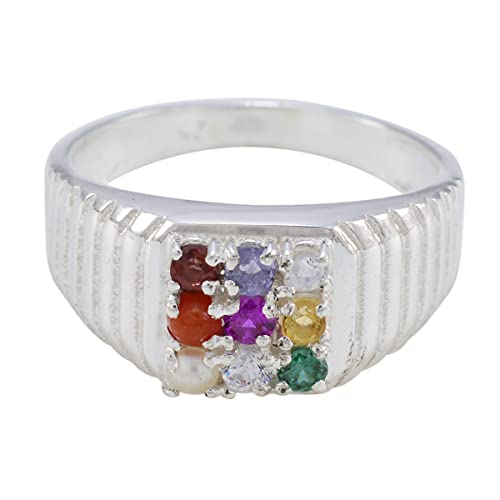 Bague en argent sterling 925 ronde personnalisable avec pierres précieuses