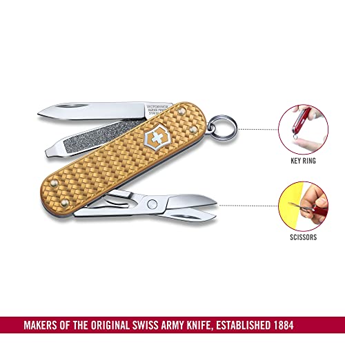 Canivete Victorinox Classic Precious Alox, Brass Gold, 5 funções