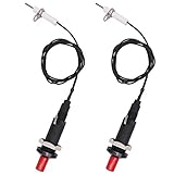Mirrwin Piezozünder Gasgrill Gasgrill Zünder 1 Meter Universal Electrode Ignition Spark mit Druckknopf Passend für Gasgrill Bräter Gas Heizer Piezo Zünder Keramik Küche Feuerzeug 2 Stück Set