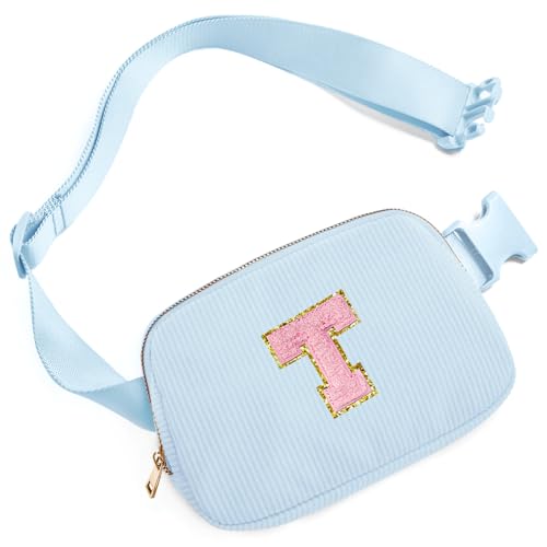Image of Gitus Birthday Gifts for 10 11 12 13 14 15 16 Year Old Girls Personalized Gifts for Women Initial Fanny Pack Crossbody Bag Belt Bag Cute Preppy Stuff for Teen Girls Teenage Girl Gifts (Icing Blue-T)