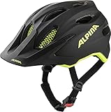 ALPINA Unisex - Kinder, CARAPAX JR. FLASH Fahrradhelm black-neon yellow matt, 51-56 cm