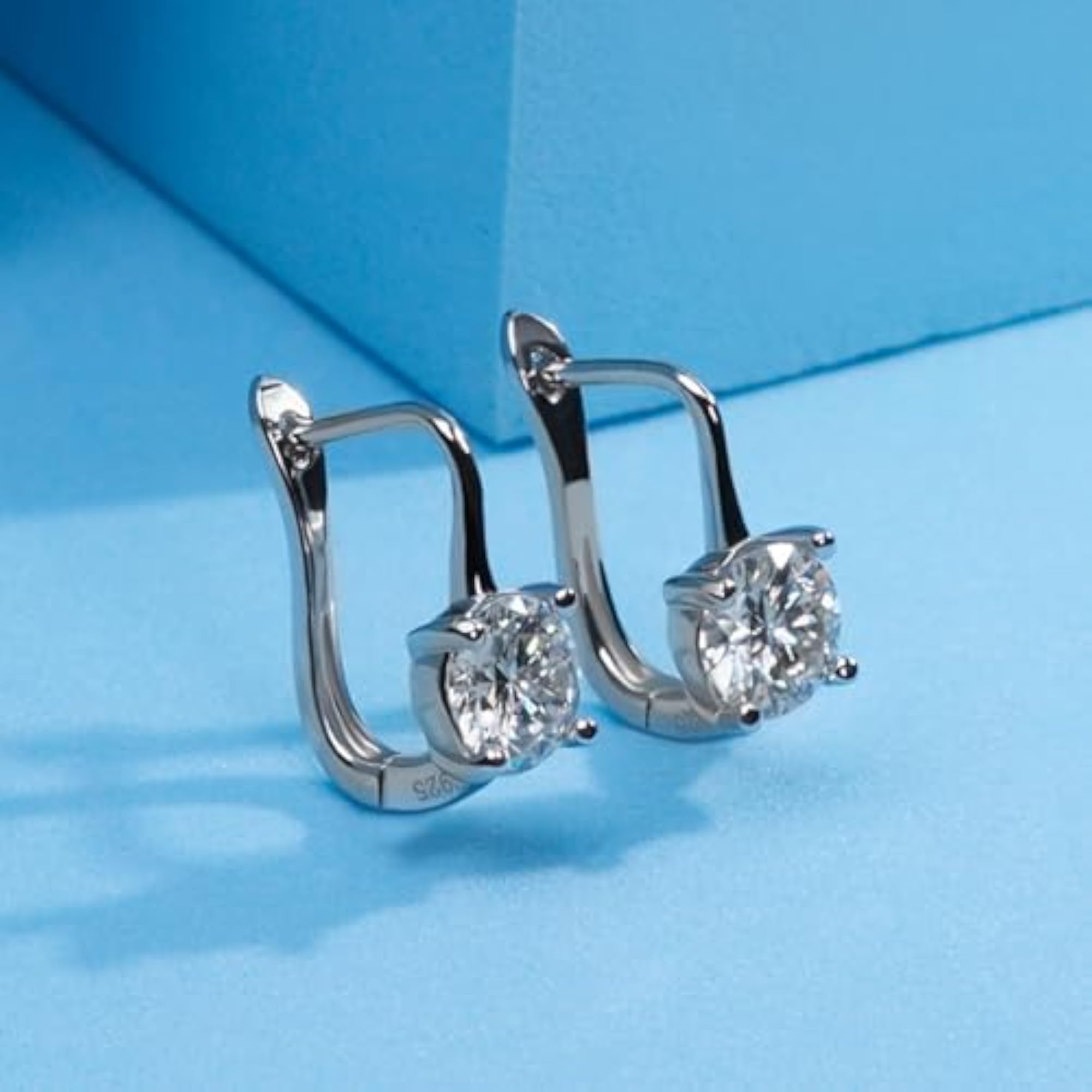 Women's Silver Plated Solitaire Drop Earrings, Crystal Studs