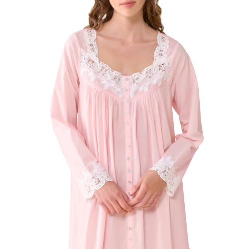 Image of Eileen West Queen Anne's Lace Womens Sleepwear & Loungewear - Florentine Lace Collection - 100% Long Sleeve Soft Long Robe