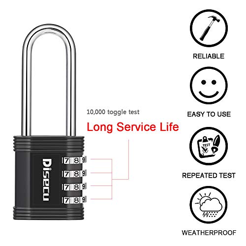 Disecu 4 Digit Combination Lock 2.7 Inch Long Shackle And Outdoor Waterproof Resettable Padlock For Gym Locker, Hasp Cabinet, Gate, Fence, School (Black, Pack Of 2) #TOP2