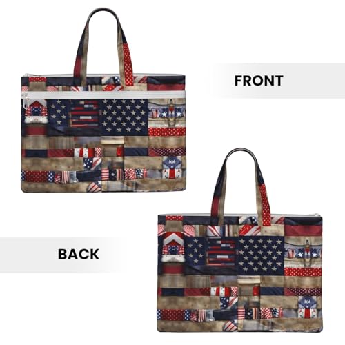 American Flag Patchwork Canvas Document Bag Briefcase For Professionals And Executives3