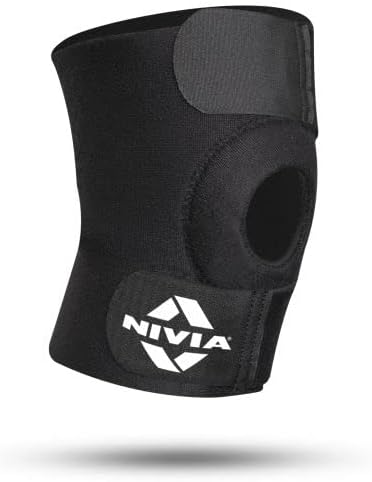 Nivia Basic Patella Knee Support with Adjustable Velcro Strap for Men & Women, Compression Knee Band, Provides Compression & Stability, Ideal for Running, Gym, Sports, Black (Single Piece)