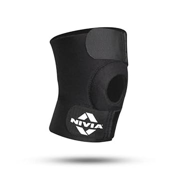 Nivia Basic Patella Knee Support With Adjustable Vecro, Knee Braces & Sleeves, For Pain Relief & Recovery, Free Size, Black Color, Used for Rehabilitation & Recovery, 1 Piece,Neoprene - image, photos
