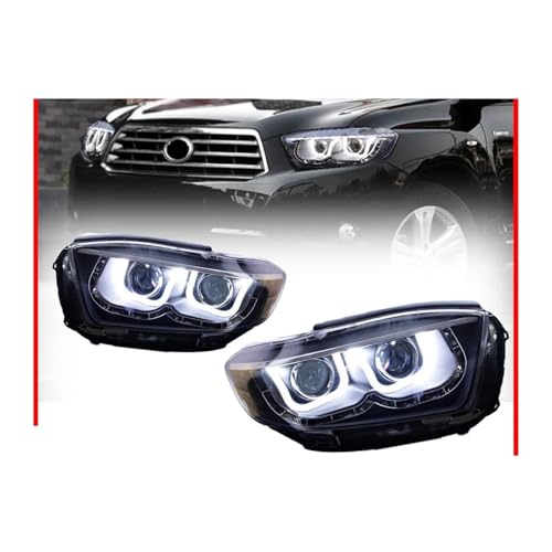 Faros para Toyota Highlander 2007-2011 con luz diurna y proyector de ojos de ángel 3