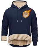 TACVASEN Fleece Lined Hoodies for Men Pullover Sherpa Sweatshirts Midweight Winter Thick Warm Hoodies Outdoors Athletic Cotton Sweatshirt Navy M