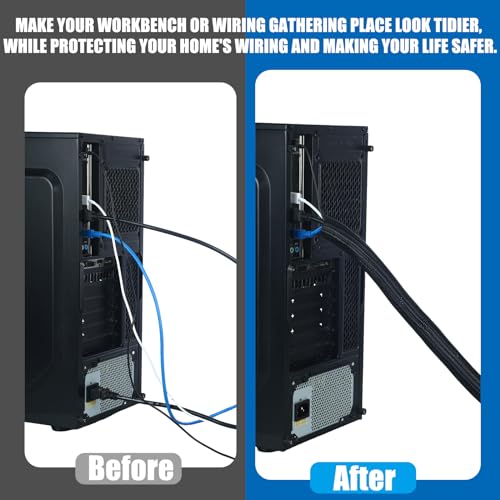 image for Pangda 50ft Split Wire Loom Tubing Flame Retardant Braided Cable Sleev