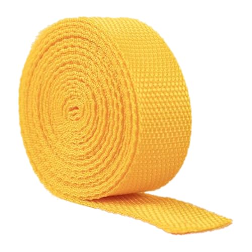 Bias Binding Tape Herringbone Webbing, 25mm Polypropylene Webbing Strap for Bags Backpacks Rucksack Belts Handles Dog Leads, 5, 10 or 20 Yards(Yellow,20 Yard)