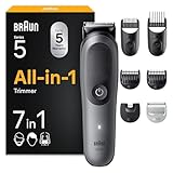 Braun Todo En Uno Series 5 AIO5520, Kit De Styling 7en1, Lámina Ultra Afilada, 120 Min, Tecnología SensitiveTrim Para el Cuerpo, Recorte Preciso Y Eficiente, AquaGrip Para Uso Bajo El Agua, Gris