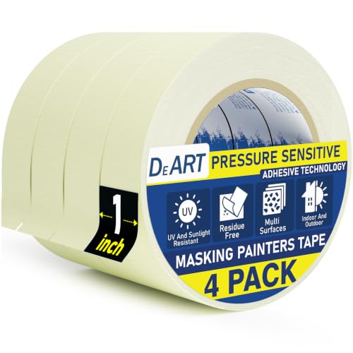 Image of DEART Colored Masking Tape Painters Tape 12, 8 or 6 Pack - 1 or 0.6 Inches for DIY Crafts Arts Supplies, Whiteboard Tape Dry Erase Board Tape for Kids No Residue (4, 0.98 Inch Beige)