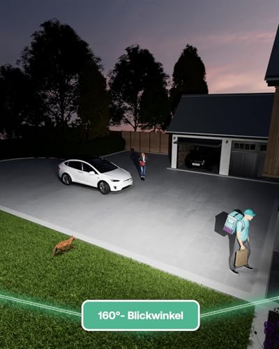 Arlo 2K Flutlichtkamera, Überwachungskamera Aussen WLAN, 2K HDR, Kabelgebunden, 160° Weitwinkel, Bewegungsmelder, Farbnachtsicht, LED Licht, 2-Wege-Audio, Alarm, Sirene, Secure Testzeitraum