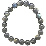 HHCTEBEC Pulsera apilable de Piedra Lunar Gris, joyería elástica de Cuentas Redondas de Piedras Preciosas Naturales para Mujeres y Hombres, Regalo de cumpleaños Ajustable para mamá,6a,8MM