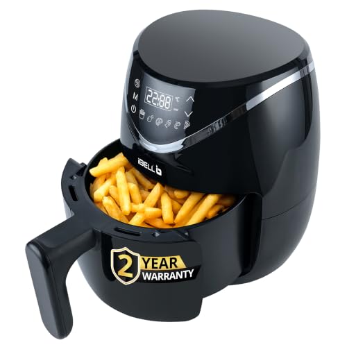 Image of IBELL 3.2L Oil-Free Digital Air Fryer, 800W Healthy Cooking Air Fryer with Smart Touch Panel, LED Display, Adjustable Temperature, Timer & Preset Programs, Black