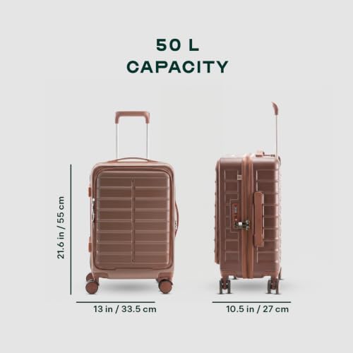 Image of Assembly Odyssey Pro 20 Inch (55cm) Cabin Trolley Bag Lightweight Hard Shell Polycarbonate Suitcase with Laptop Compartment TSA Lock 8 Spinner Wheels, Brown