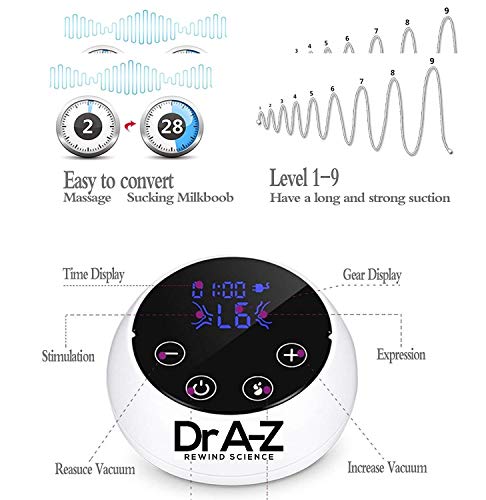 Electric Breast Pump Single Breastmilk Pump Extractor Portable Massage Suction USB Touch Screen Breast Feeding Dispenser Backflow Protector Travel Smart Recharges 9 Levels LCD Display BPA Free TSA - Thumbnail 6