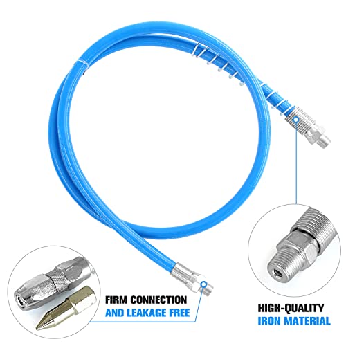 Hantuo 39" Grease Gun Hose, 4Pcs Grease Gun Accessories Kit Includes 1Pcs 39 Inch Flex Spring Flex Hose, 1Pcs 6" Angled Tube,1Pcs Standard Grease Couplers And 1Pcs Grease Sharp Type Nozzle (1/8" Npt) #TOP1