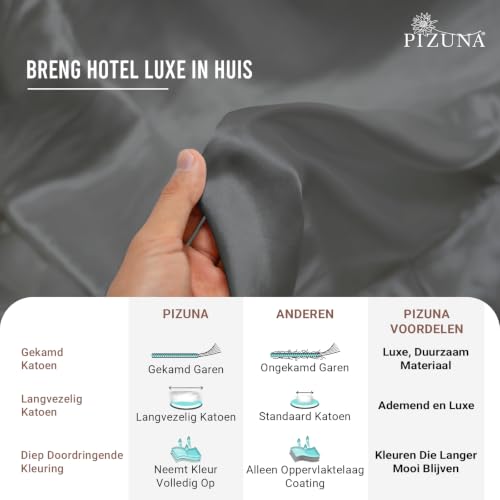 Pizuna Spannbettlaken 150x200 cm Baumwolle Anthrazitgrau 400 Fadenzahl – Ansicht 5