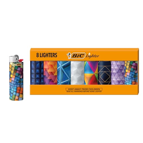 BIC Special Edition Geometric Series Maxi Pocket Lighters, 8-Count