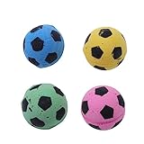 Yardwe 12pcs Eva Cat Toys Soccer Ball Design Fuzzy Cat Balls for Furniture Scratch Prevention Random Color