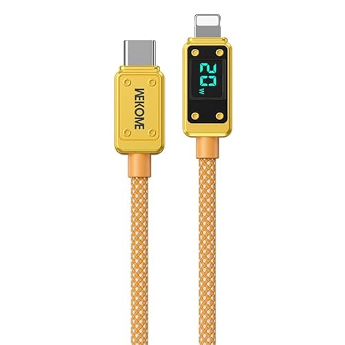 WK WDC-08 PD - Cable de datos de pantalla digital USB-C/tipo C a 8 pines, 20 W, longitud: 1 m (amarillo)