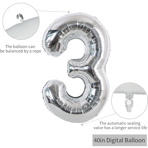 Image of TONIFUL 40 Inch Silver Number 30 Balloons Large Foil 30th Birthday Decor | Silver 30 Balloon Number Thirty for Thirty Birthday Party 30th Anniversary, Silver Birthday Decorations for Men Women